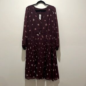 Ann Taylor Dress NWT Size 16 burgundy/maroon floral